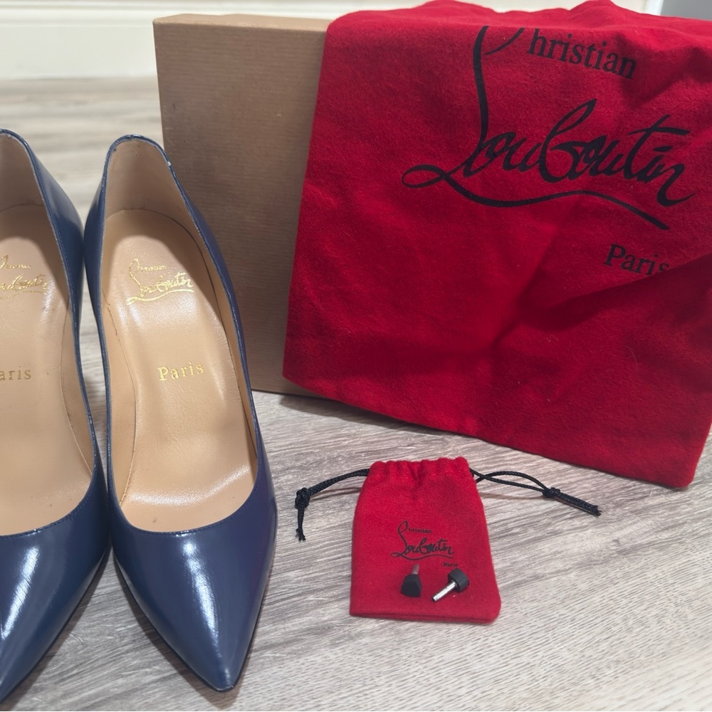 Christian Louboutin Blue Patent Leather Heels